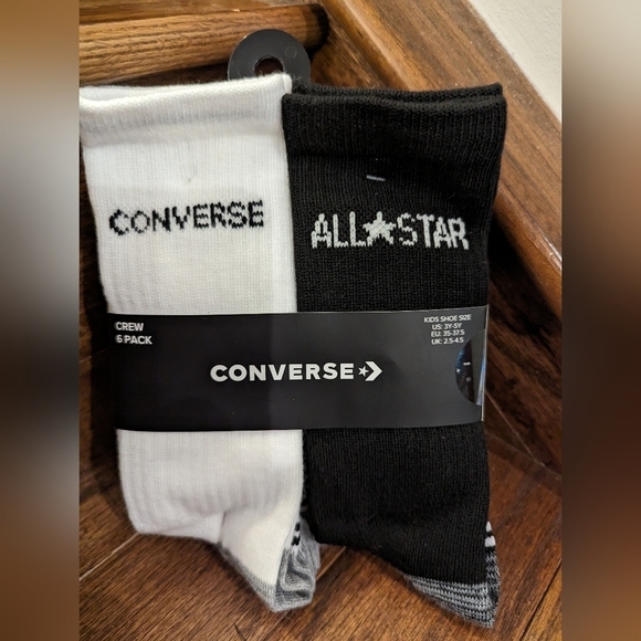 Converse Crew Sock 6 Pack youth shoe size 3-5 - Picture 4 of 5